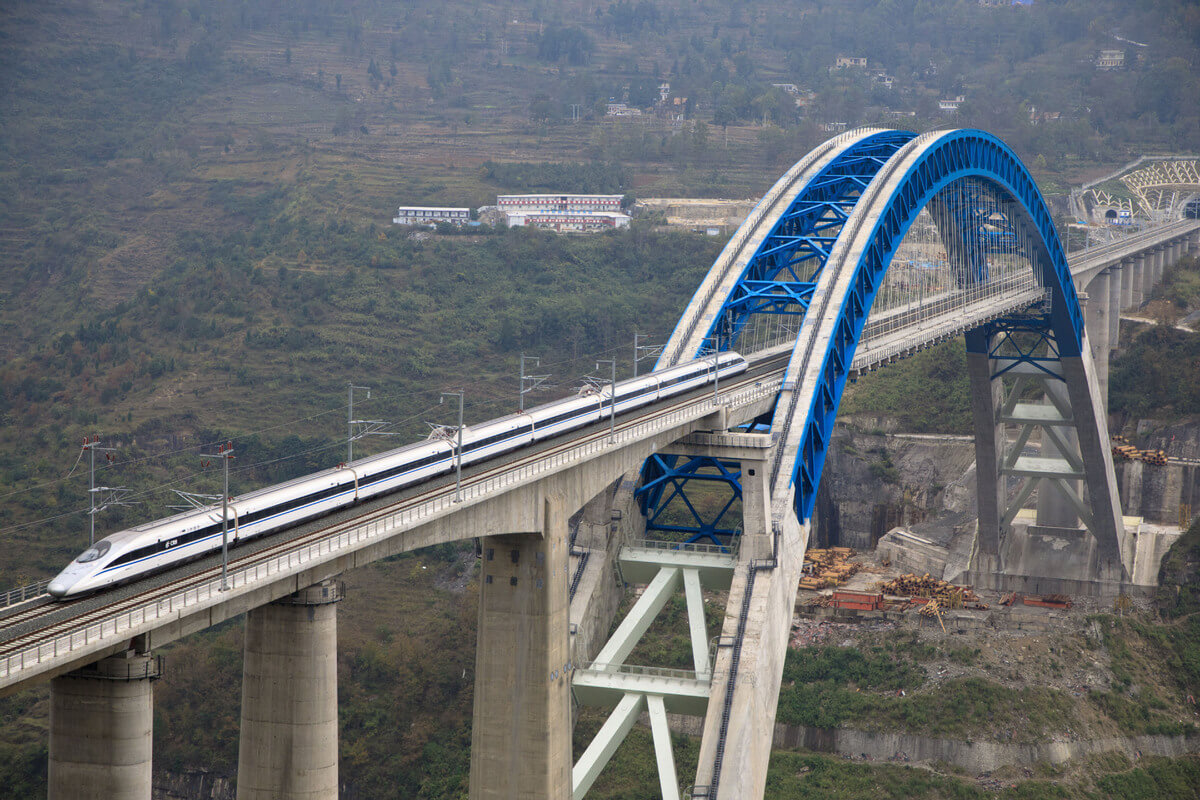 High-speed train on a bridge