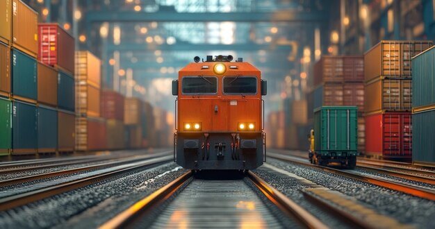 Freight train in an industrial setting